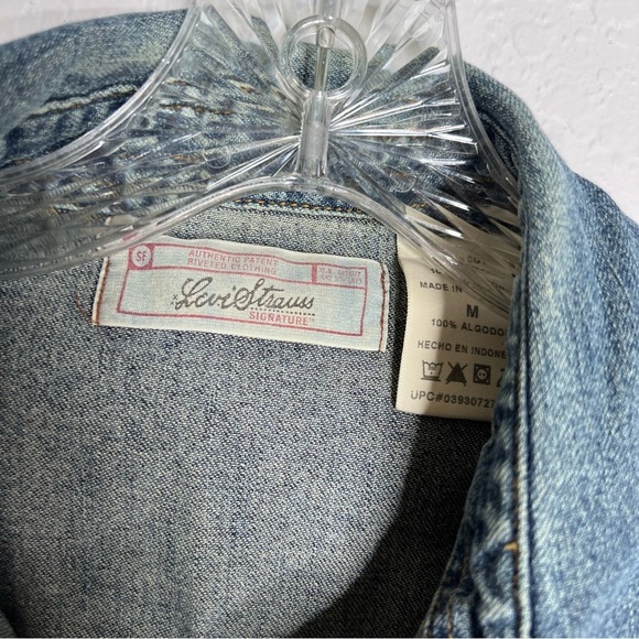 Levi Strauss Shirt Men Large Chambray Snap Button Western Blue Button Up Rodeo H - Picture 2 of 8
